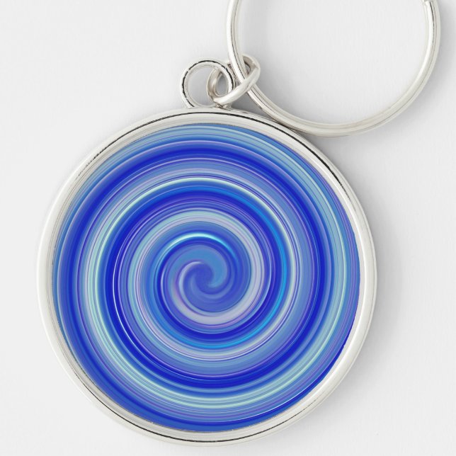Fancy blue spiral key ring (Front)