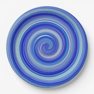 Fancy blue spiral paper plate