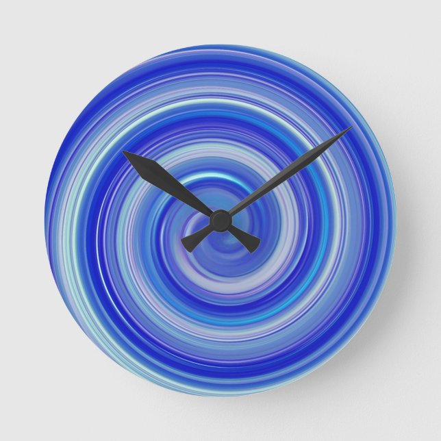 Fancy blue spiral round clock (Front)