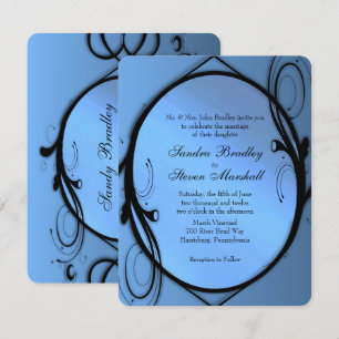 Fancy Blue Wedding Invitation