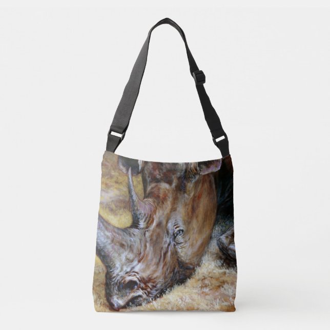 Fancy Bold Original Rhino Oil Print Designed Tote (Front)
