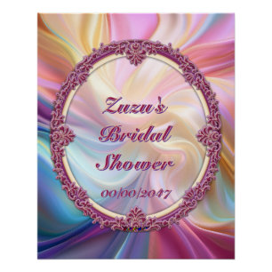 Fancy Border Colourful Pastel Silk Personalise Poster
