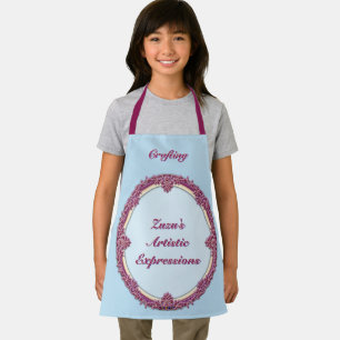 Fancy Border Purple/Pink And Cream Personalise Apron