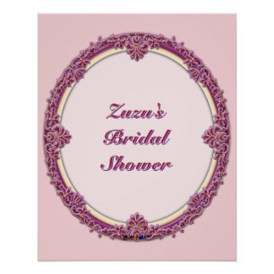 Fancy Border Purple/Pink And Cream Personalise Poster