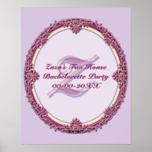 Fancy Border Purple/Pink And Cream Personalise Poster