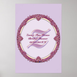 Fancy Border Purple/Pink And Cream Personalise Poster