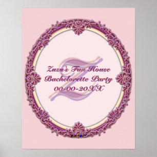 Fancy Border Purple/Pink And Cream Personalise Poster