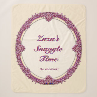 Fancy Border Purple/Pink And Cream Personalise Sherpa Blanket