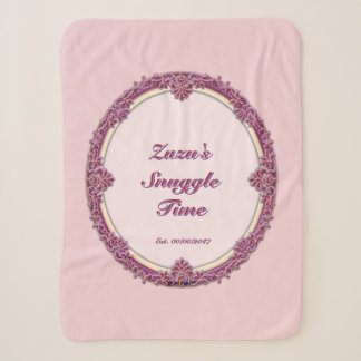 Fancy Border Purple/Pink And Cream Personalise Sherpa Blanket