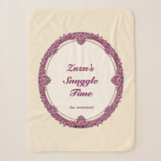 Fancy Border Purple/Pink And Cream Personalise Sherpa Blanket