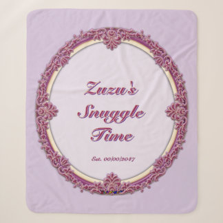 Fancy Border Purple/Pink And Cream Personalise Sherpa Blanket