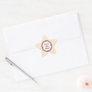 Fancy Border Purple/Pink And Cream Personalise Star Sticker