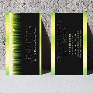 Fancy Bright Green Neon Light Modern Stylish Artsy Business Card