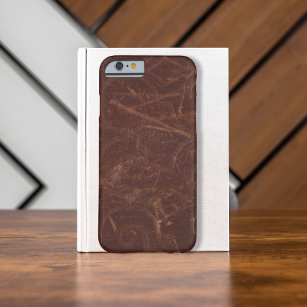 Fancy Brown Swirl Faux Leather Barely There iPhone 6 Case