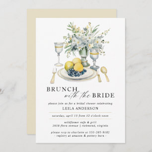 Fancy Brunch   Modern Watercolor Bridal Shower Invitation