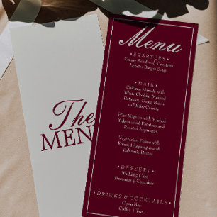 Fancy Burgundy Brown Old Money Retro Wedding Menu
