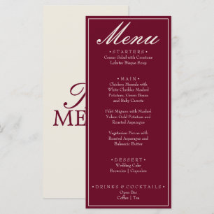 Fancy Burgundy Brown Old Money Retro Wedding Menu