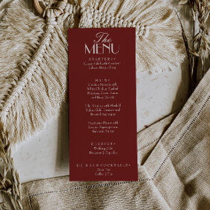 Fancy Burgundy Cream Old Money Luxury Wedding Menu