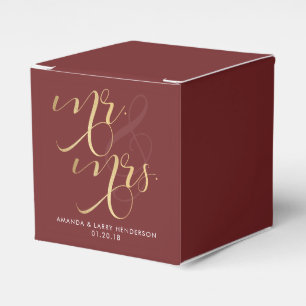Fancy Burgundy & Gold Wedding Favor Box