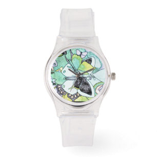 Fancy Butterfly Collage Water Colour Print Designe Watch