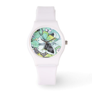 Fancy Butterfly Collage Water Colour Print Designe Watch