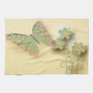 Fancy Butterfly & Flowers Tea Towel