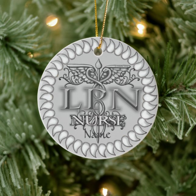 Fancy Caduceus LPN nurse Ceramic Tree Decoration (Tree)