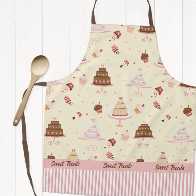 Fancy Cakes and Cupcakes on Cream Baking  Apron (Creator Uploaded)