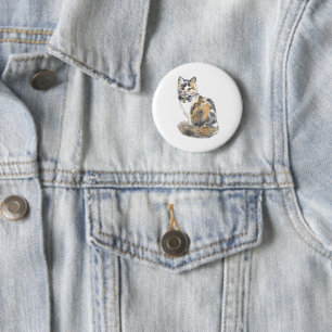 Fancy Calico Cat 6 Cm Round Badge