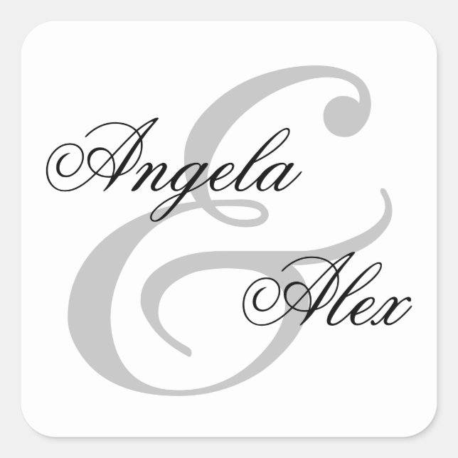 Fancy Calligraphy Ampersand Couple Square Sticker (Front)