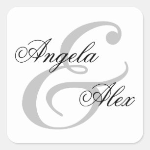 Fancy Calligraphy Ampersand Couple Square Sticker