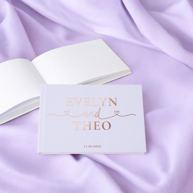 Fancy Calligraphy Heart Blush Lavender Guest Book (Creator Uploaded)