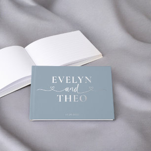 Fancy Calligraphy Heart Blush Sage Green Guest Book