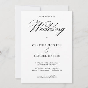 Fancy Calligraphy Letter H Monogram Wedding Invitation