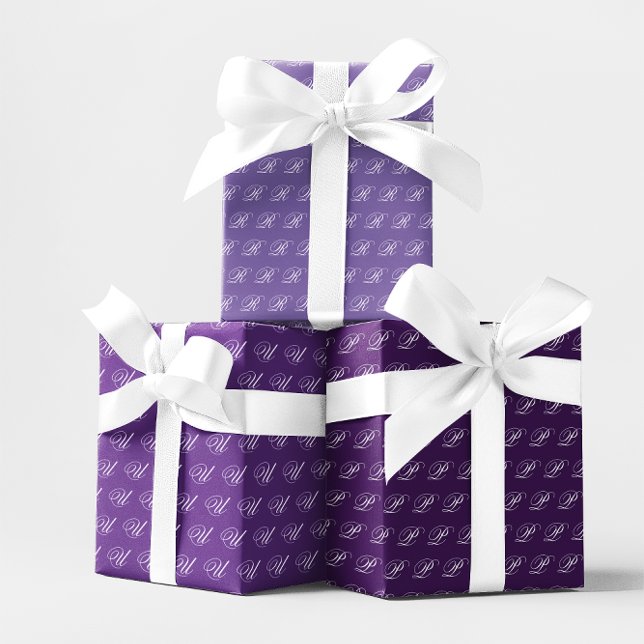 Fancy Calligraphy Monogram Royal Purple Set Wrapping Paper Sheet (Fancy Calligraphy Monogram Royal Purple Set Wrapping Paper Sheets)