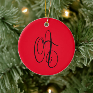 Fancy Capital A Initial Modern Calligraphy Ceramic Tree Decoration