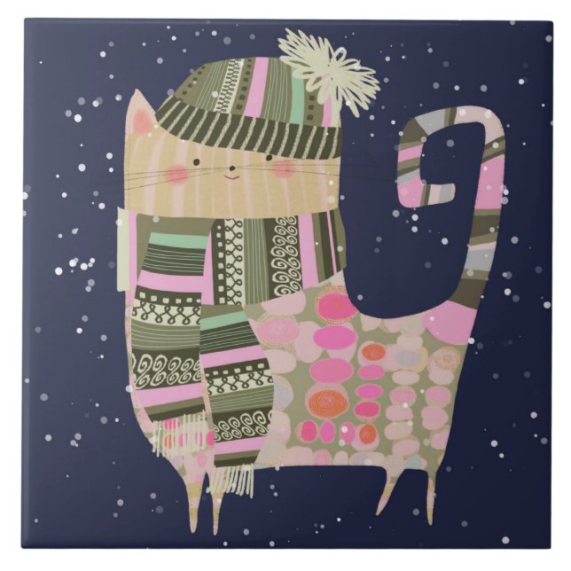 Fancy Cat Ceramic Kitchen Tile (Front)