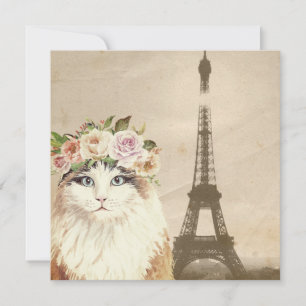 Fancy Cat & Eiffel Tower Card