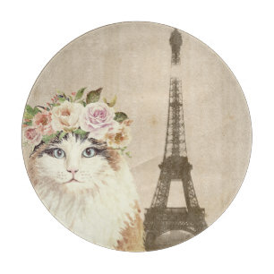 Fancy Cat & Eiffel Tower Cutting Board