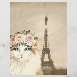 Fancy Cat & Eiffel Tower Scrapbook  Paper