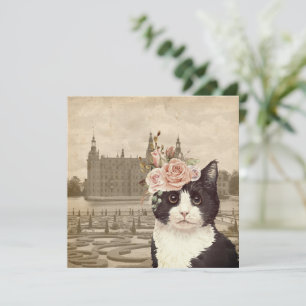 Fancy Cat & The Castle Flat Greeting Card