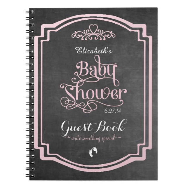Fancy Chalkboard Look Baby Shower Guest Book (Front)