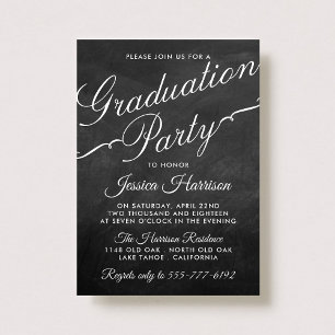 Fancy Chalkboard Typography Graduation Party Invitation