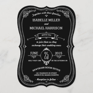 Fancy Chalkboard Vintage Bracket Wedding Invitation