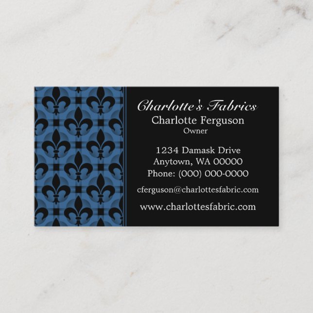 Fancy Chic Business Card, Royal Blue Card (Front)