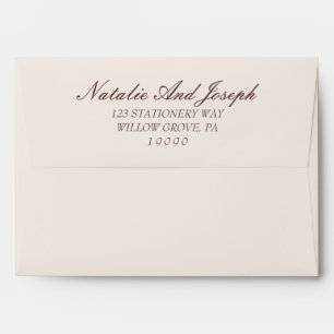 Fancy Chocolate Brown Old Money Retro Wedding Envelope
