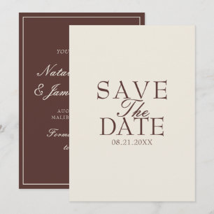 Fancy Chocolate Brown Old Money Retro Wedding Save The Date