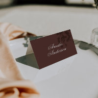 Fancy Chocolate Brown Old Money Wedding Place Card