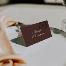 Fancy Chocolate Brown Old Money Wedding Place Card