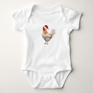 Fancy Christmas Chicken, Xmas Rooster, Holiday Baby Bodysuit